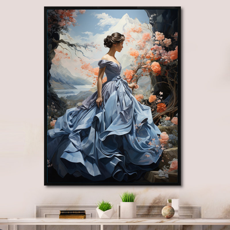 «Blue French Dress Elegance», reproduction sur toile, Noir, H 32 po x l 24 po x P 1 po