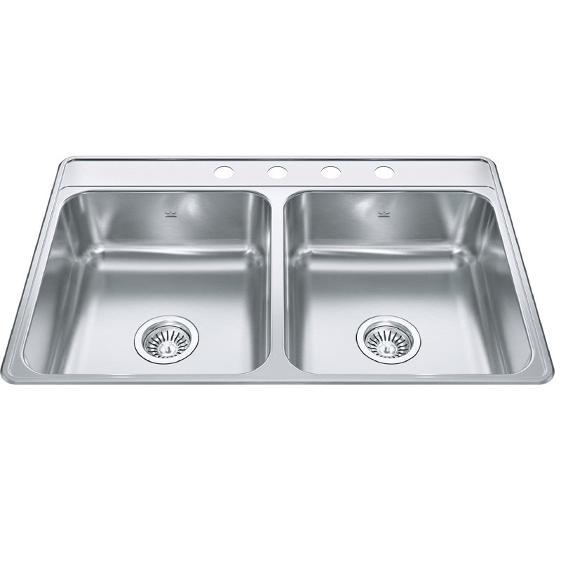 Évier de cuisine à double cuve en acier inoxydable 33 po L