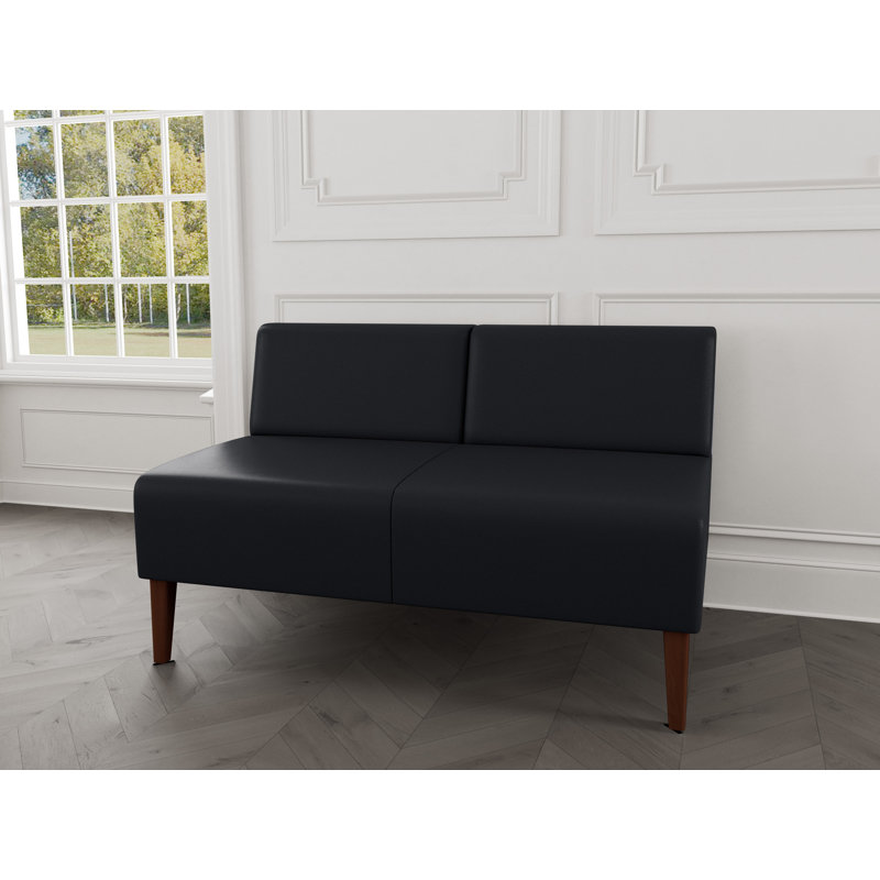 Causeuse sans accoudoirs Luxe Lounge, Noir Modena, Bois de noyer