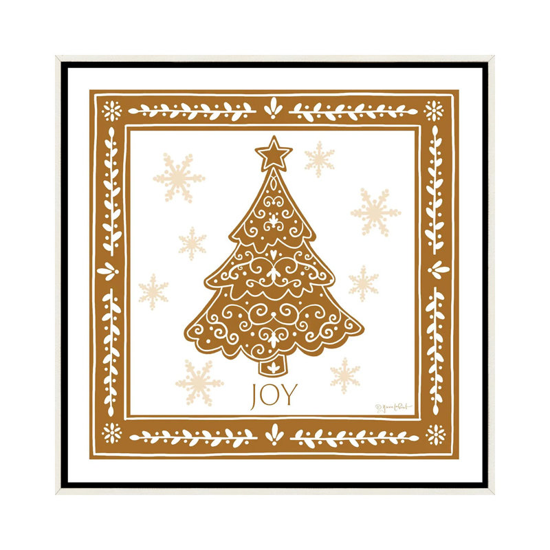 Arbre de Noël en pain d'épice - reproduction d'art murale - toile encadrée, 26" H x 26" W, Blanc patiné