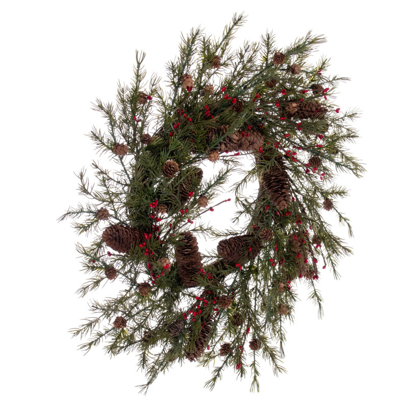 Couronne à feuilles en polyester 22 po