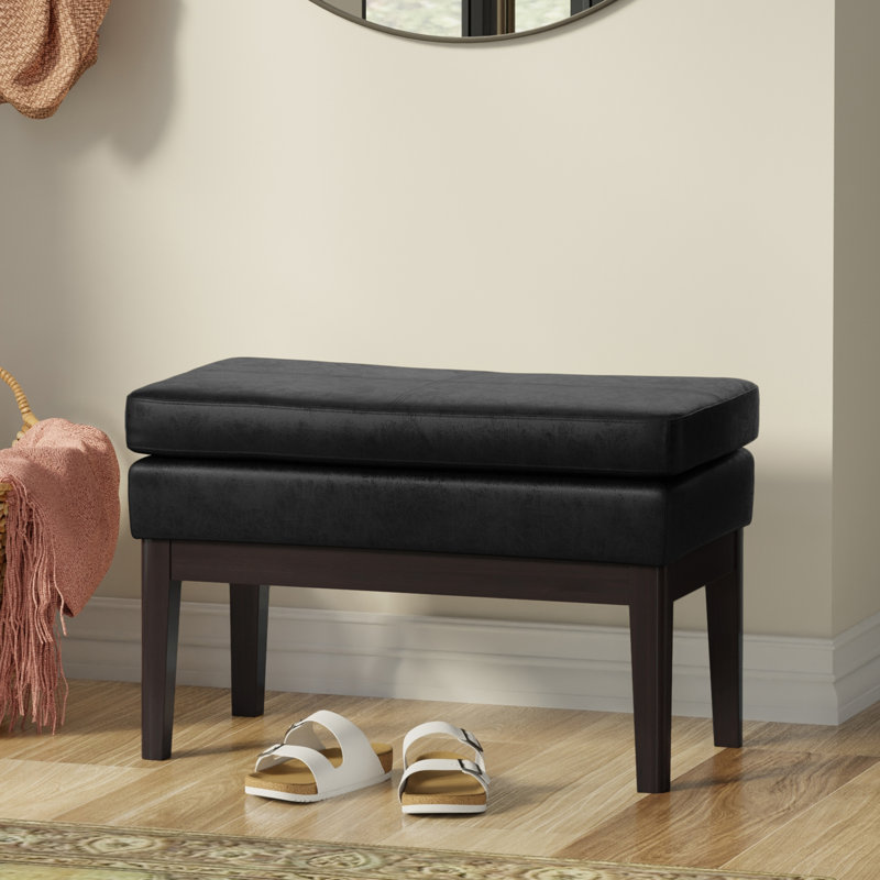 Banc avec repose-pieds Carlson, Noir, H 17,5 po x l 26,4 po x P 15 po