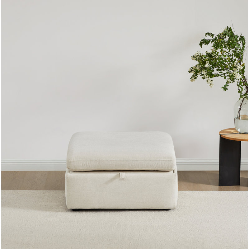 Winfree 33.9" Wide Rectangle Storage Ottoman, Beige