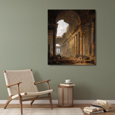 "The Old Temple" by  Hubert Robert - Gallery Wrap Canvas Wall Art