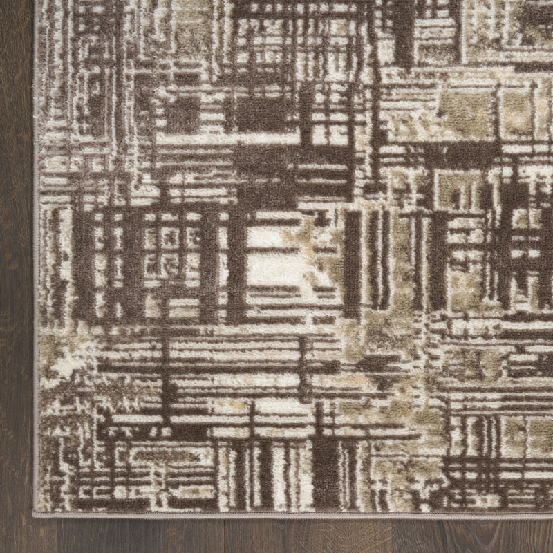 Tapis d'intérieur moderne brun 2 pi x 4 pi Leuchte, Tapis de couloir 2 pi x 4 pi