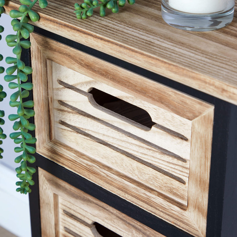Ribal Fully Assembled 3 Drawer Chest Storage Unit - Black and Oak