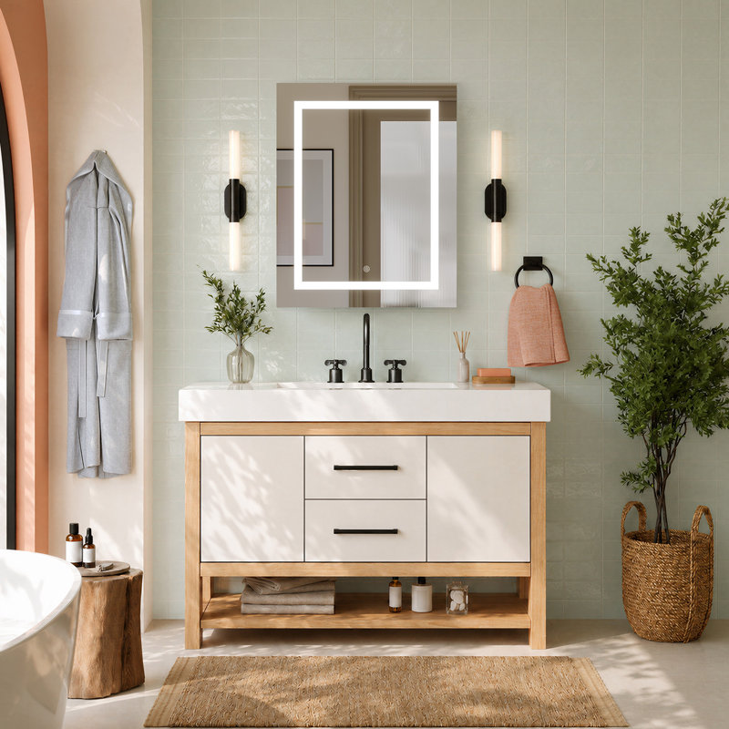 Armoire à pharmacie avec miroir à DEL 24 po x 30 po DeerValley, à fixation murale, à intensité variable, anti-buée, tablettes réglables, prise de courant encastrée, DV-1MC0499