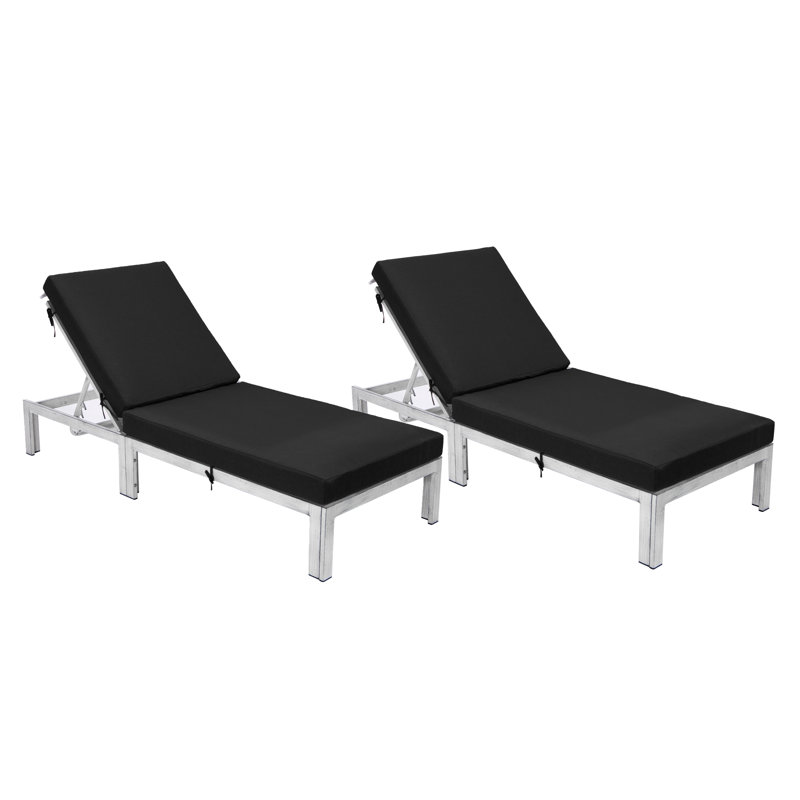 Chelsea Outdoor Metal Chaise Lounge , Cushion Included, Black
