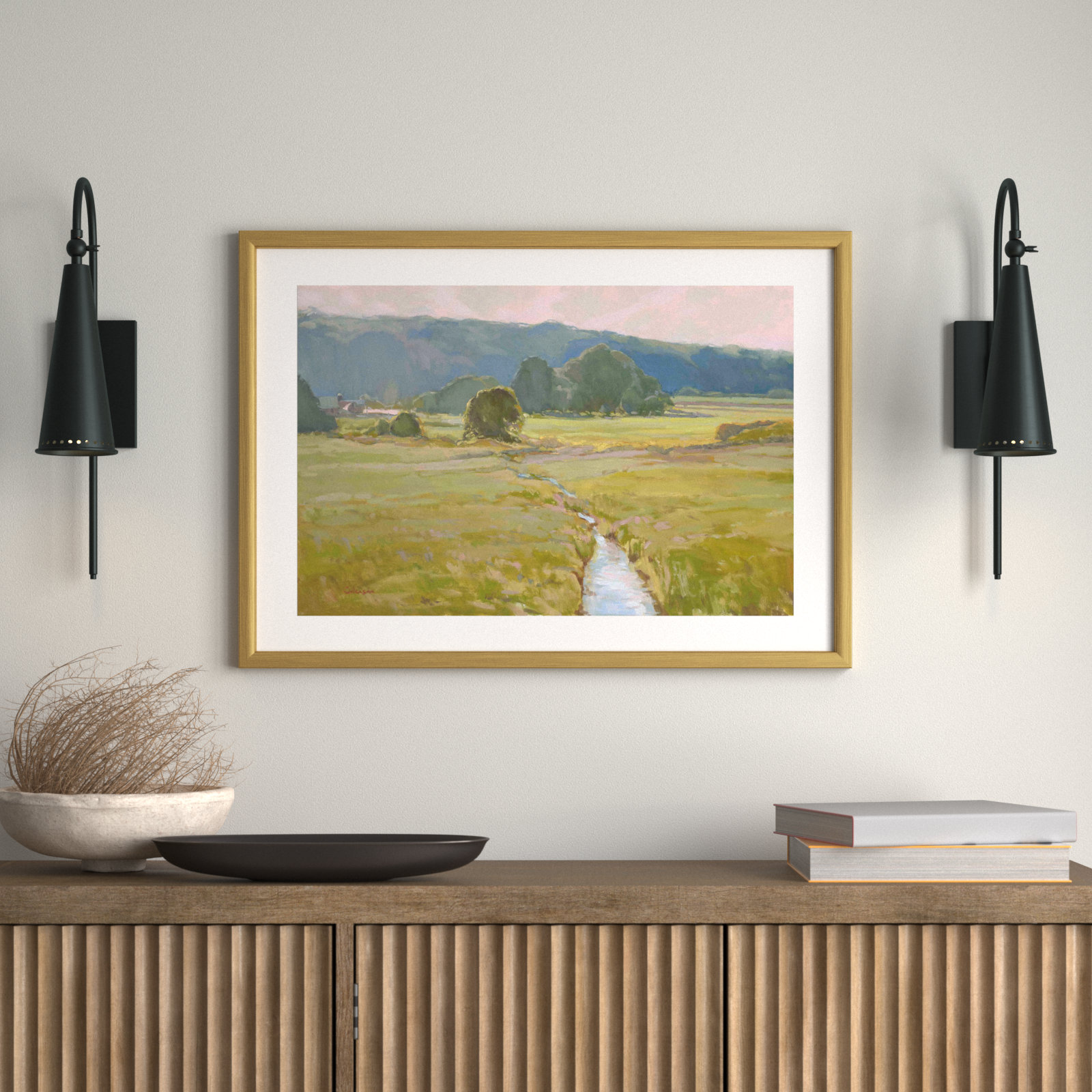 Summer Pasture II by Stephen Calcasola, 24"H x 36"W, Gold