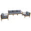 Solid Wood 5 - Person Patio Conversation Set with Cushions