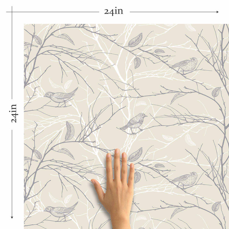 Panneau de papier peint adhésif 24 po Birds, L 126 po x l 24 po