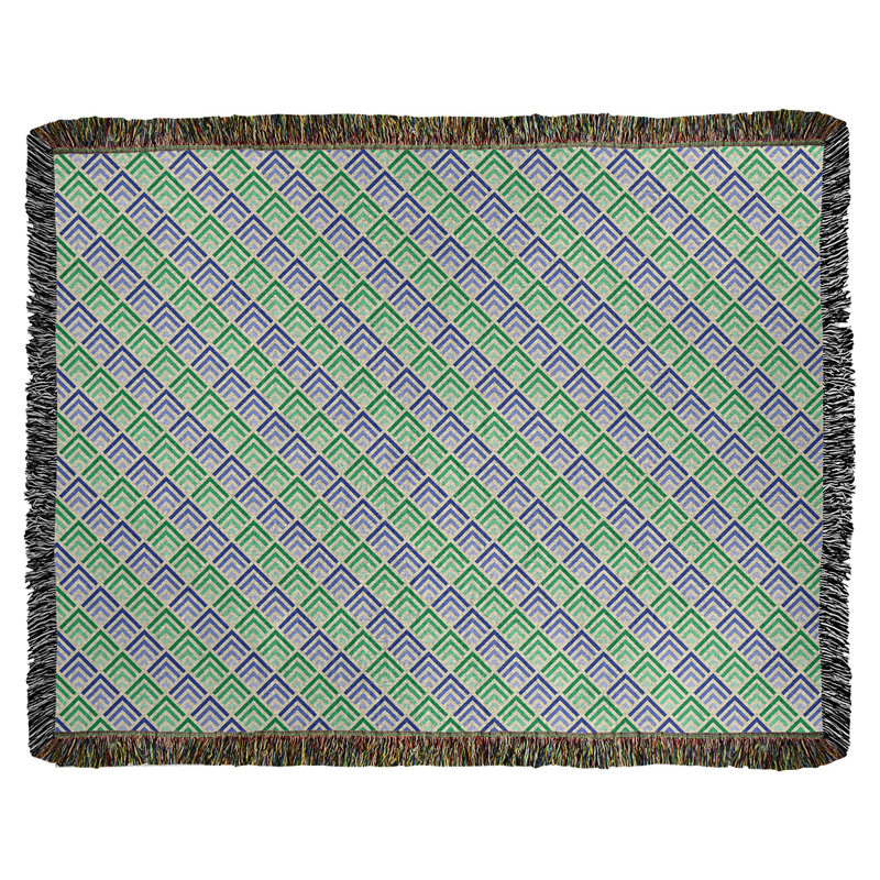 Couverture en coton tissé Katelyn Elizabeth, L 60 po x L 80 po, Jaune/Vert/Bleu