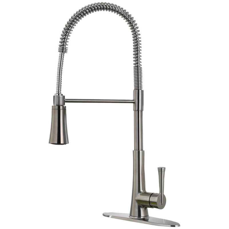 Robinet de cuisine à poignée simple pull down Zuri, Acier inoxydable