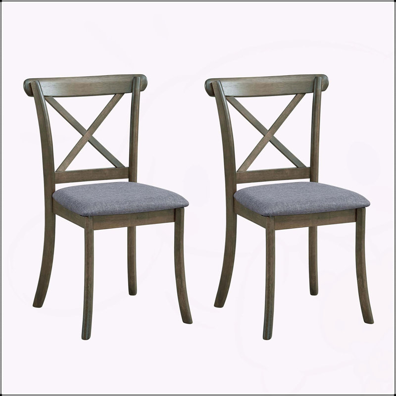 Ensemble de 2 chaises de salle à manger en bois, Gris foncé, Chêne