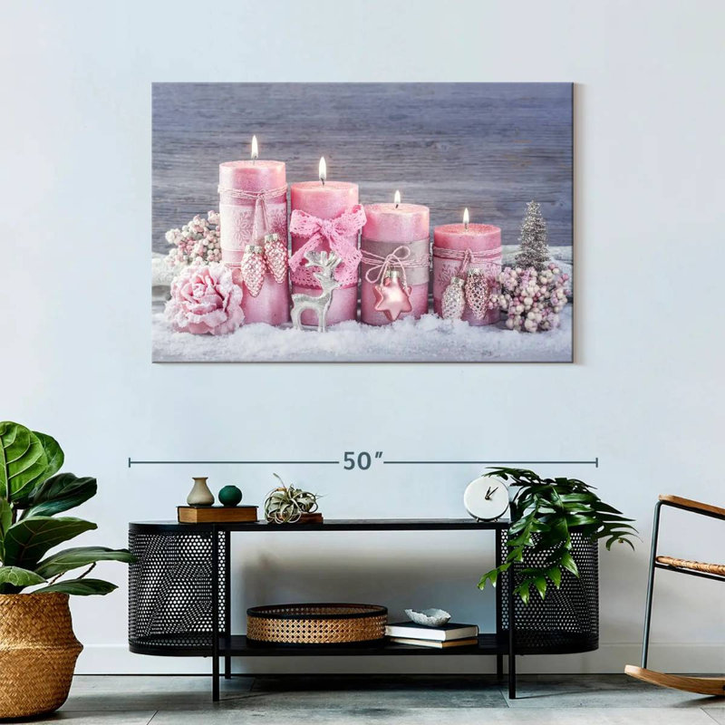 Bougies roses de l'Avent, H 30 po x l 45 po