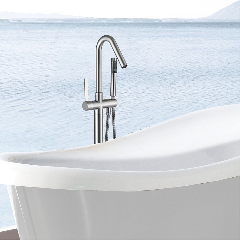 Robinet de baignoire autoportant avec douche à main et fonction pour salles de bain luxueuses