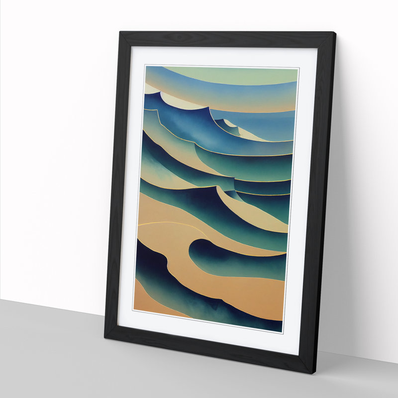 Ariea Ocean Abstract Vol.2 - Picture Frame Print, Black, 64cm H x 46cm W