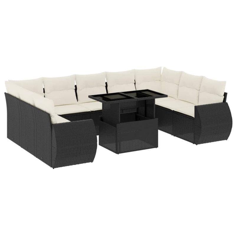 Ensemble de canapé de jardin Vidaxl noir, blanc crème
