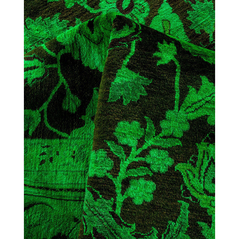 Tapis vert noué à la main de conception unique Chimel