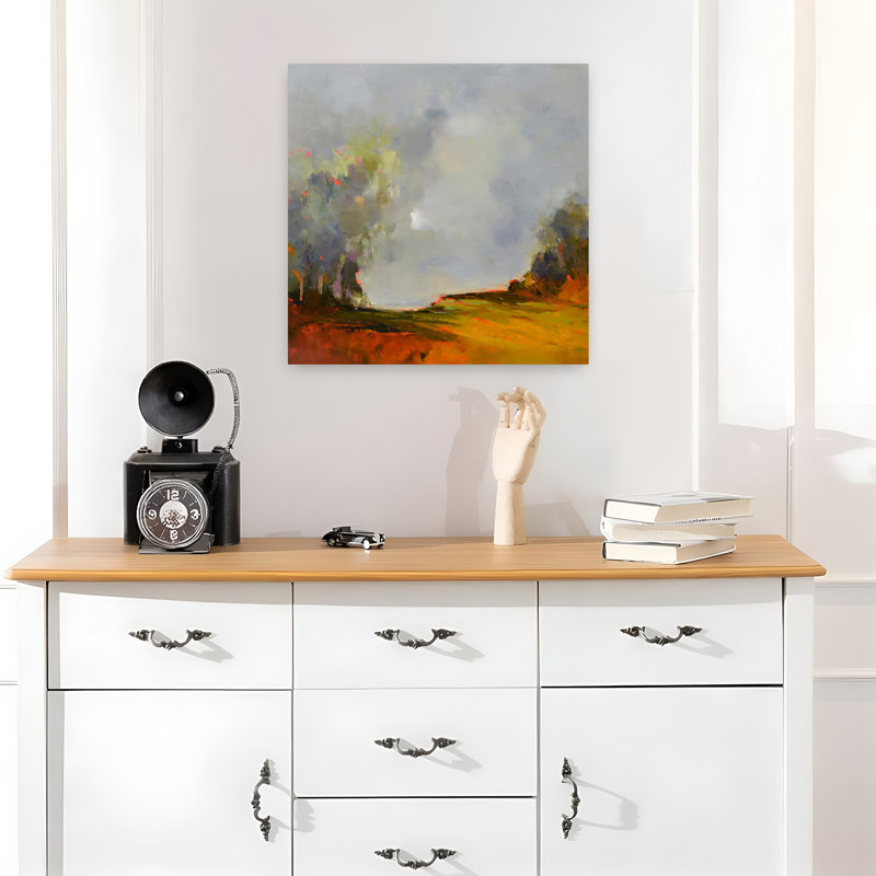 Art contemporain de paysage abstrait, H 18 po x l 18 po
