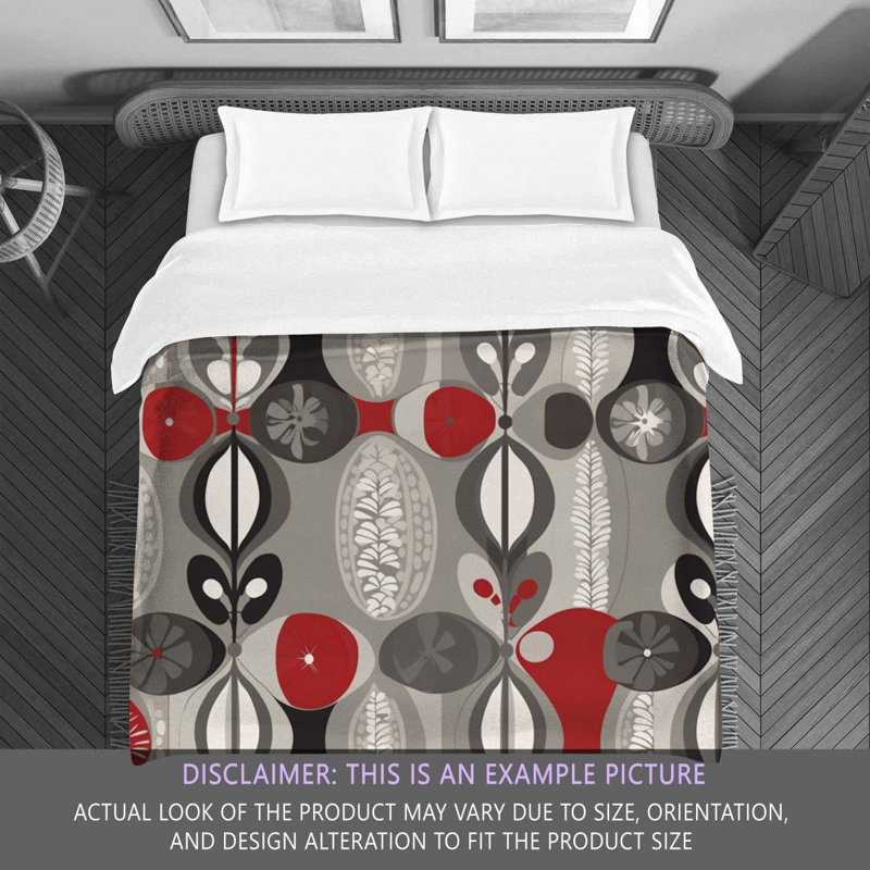 Funky Bedding, Gray/Red Abstract, Twin Extra Long Comforter