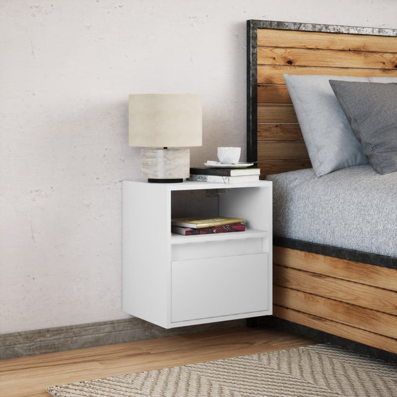 Costache 41cm W Bedside Table, White, 2