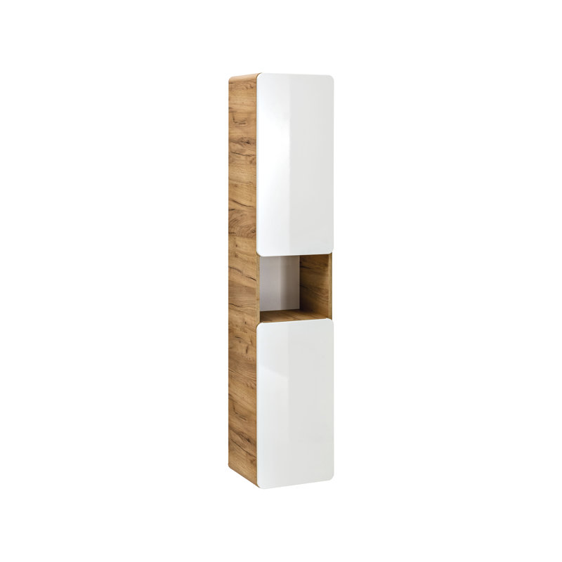 Harvard Wall Linen Cabinet, Craft Oak/White Gloss