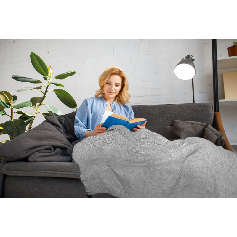 Meurer Throw Blanket, 254cm x 178cm, Silver