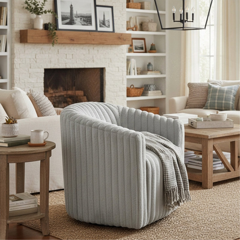 Fauteuil demi-tonneau pivotant ultra moelleux en forme de corde