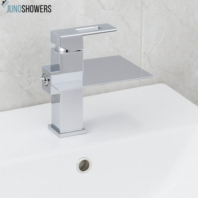 Robinet de lavabo de salle de bain à DEL en laiton chromé à finition chromée Juno 32 cm