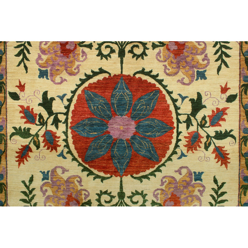 Abrego One-of-a-Kind 9'2" X 12'4" Wool Area Rug in Ivory