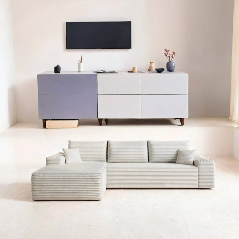 Canapé moderne avec tissu velours côtelé, Orienté à gauche (vu de face)