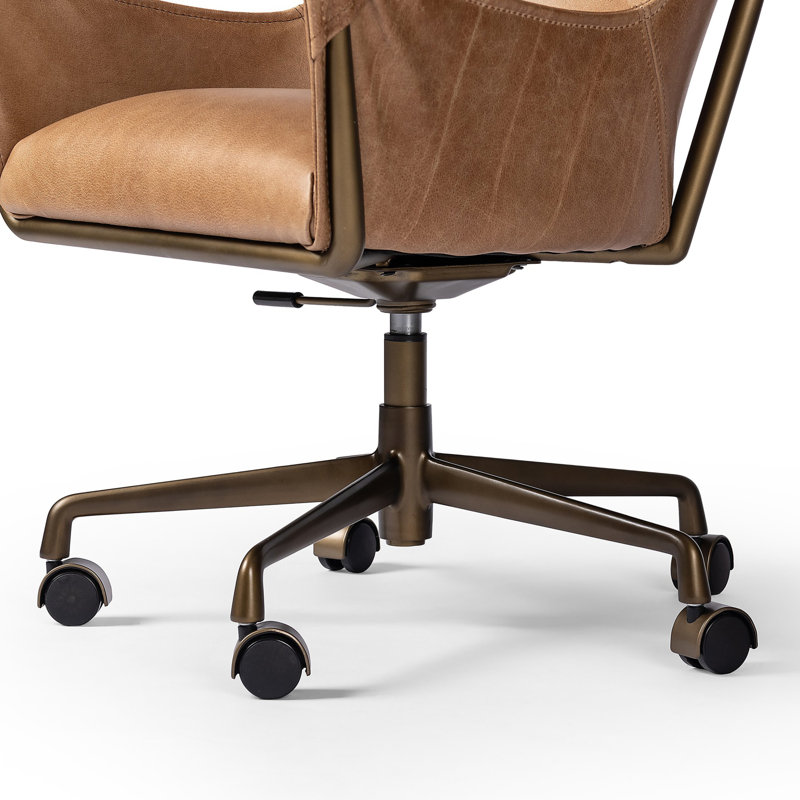 Truman Leather Swivel Office Chair, Taupe Brown