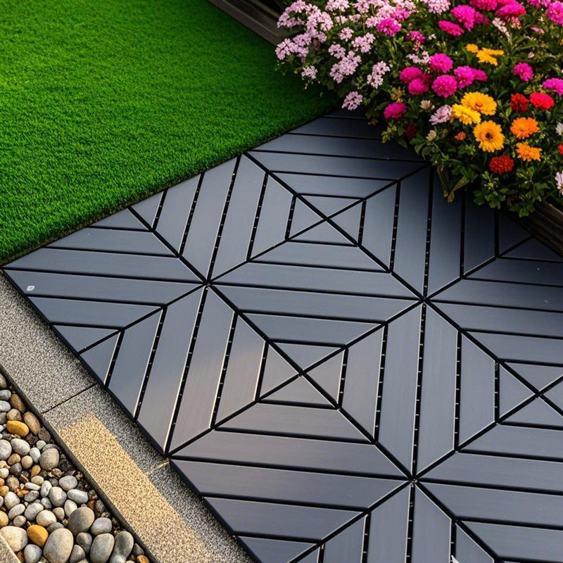 Carreaux de terrasse emboîtables en plastique, paquet de 44 tuiles de patio, 12 po x 12 po carré extérieur imperméable à l'eau, toutes saisons, extérieur et intérieur