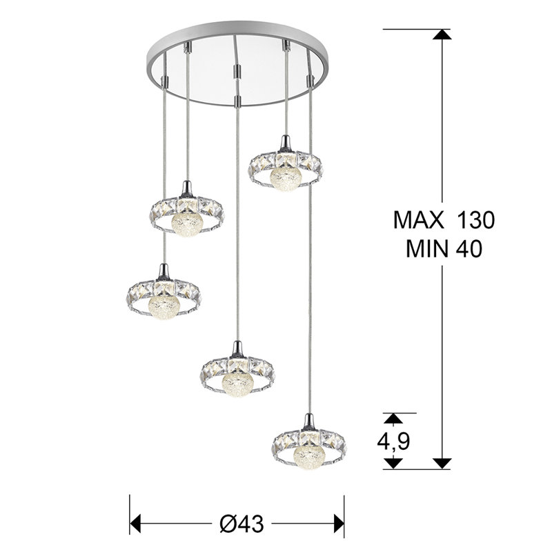 5 - Light Chrome LED Cluster Pendant