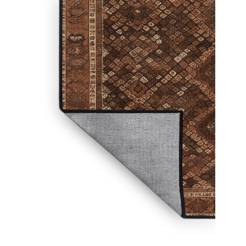 Tapis brun lavable à la machine, Rond 4 pi