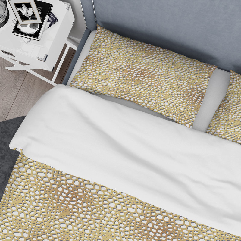 Ensemble de housse de couette labyrinthe mid-century, Housse simple + 1 taie décorative