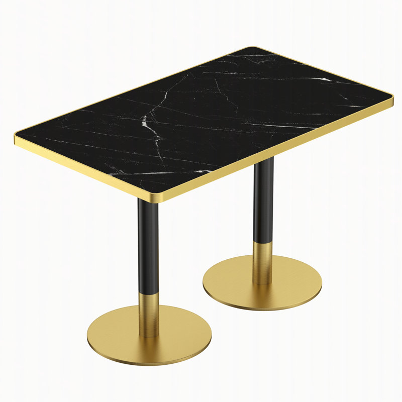 Table de salle à manger rectangulaire, Black/White, Black/Gold