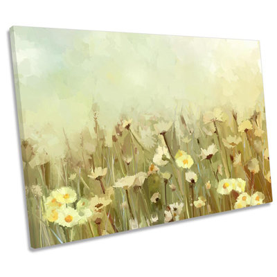 White Daisy Floral Flowers - Wrapped Canvas Print