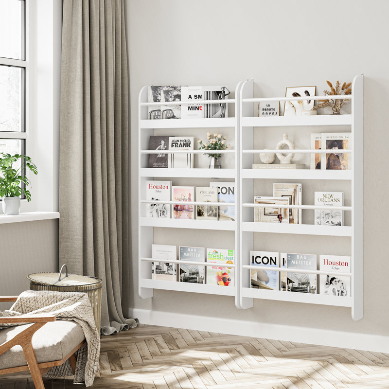 Albertson 43.7'' H X 22.8'' W Floating Shelf, Kids Floating Bookcase, White