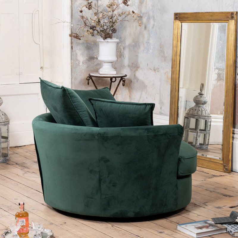 Fayyaz Velvet Swivel Base Cuddle Chair, Green