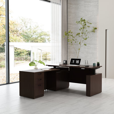 Negin 66.93'' Height Adjustable L-Shaped Executive Desk