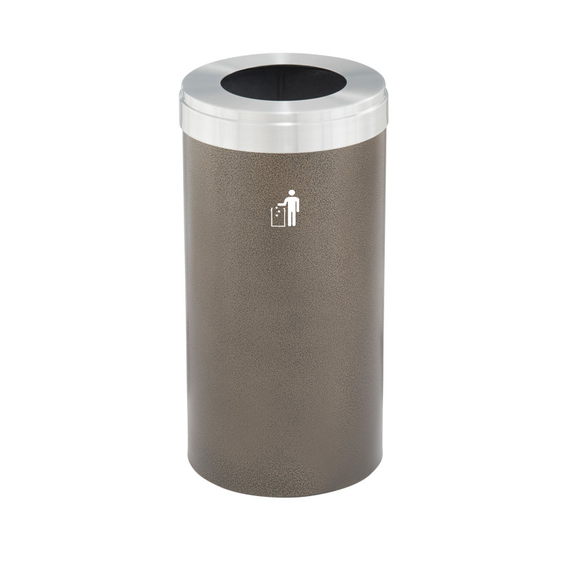 Poubelle, Filon bronze / aluminium satiné, 23, H 30 po x l 15 po x P 15 po