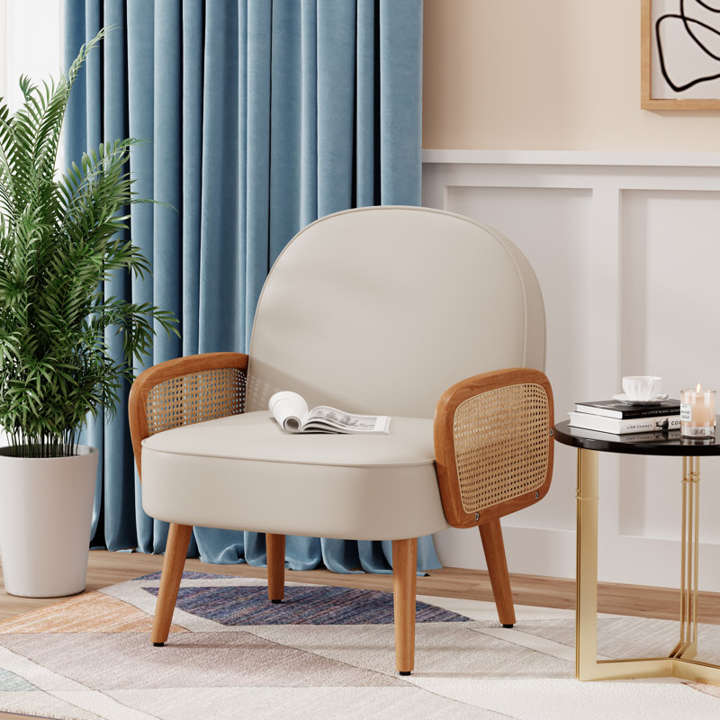 Fauteuil de 26 po de largeur Destefano, Mélange de polyester beige