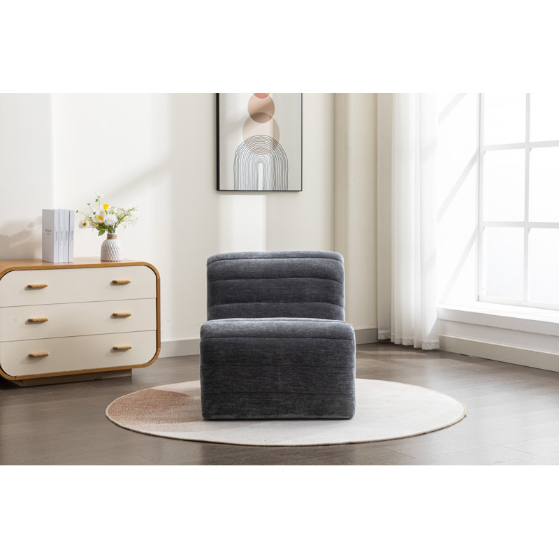Chaise longue rembourrée Breyah, Velours gris