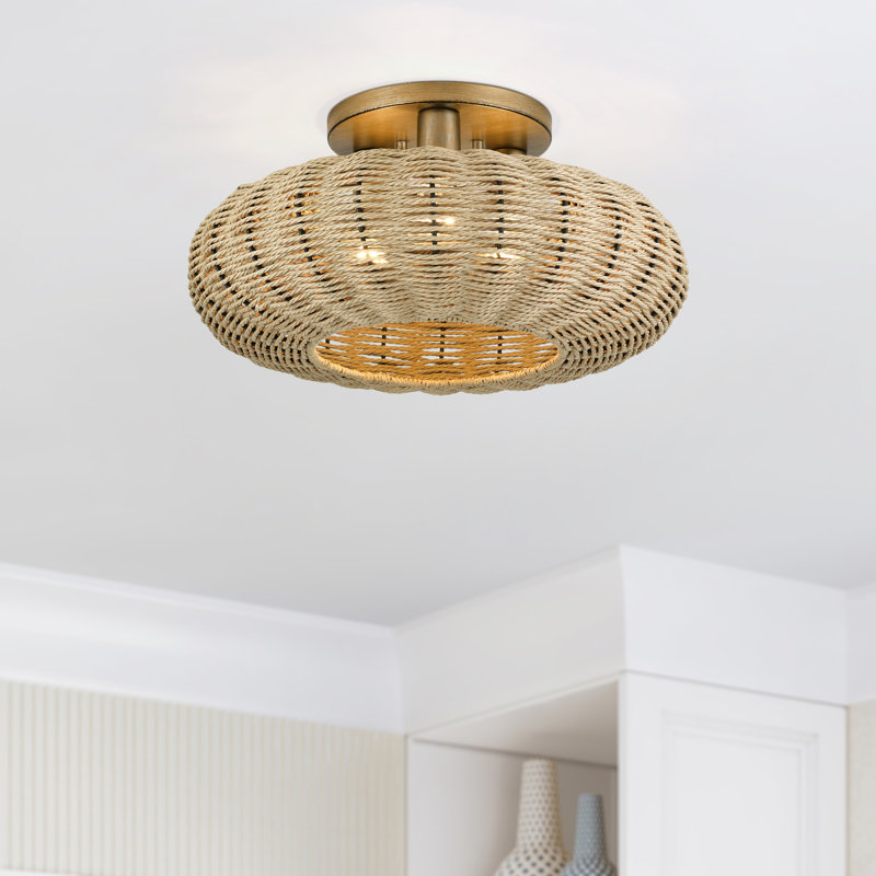 Amileigh 3 Light Antique Gold Leaf Large Semi-flush, 8" H x 18" W x 18" D