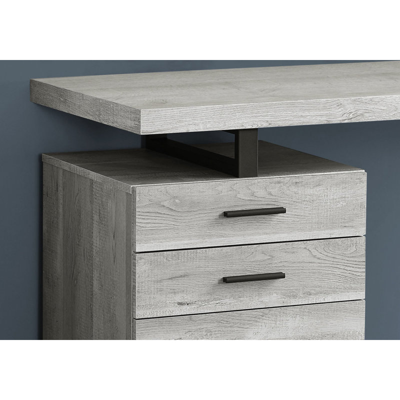 Modern Computer Desk With Reversible Storage, 30" H x 47.25" W x 23.5" D, Gray/Black