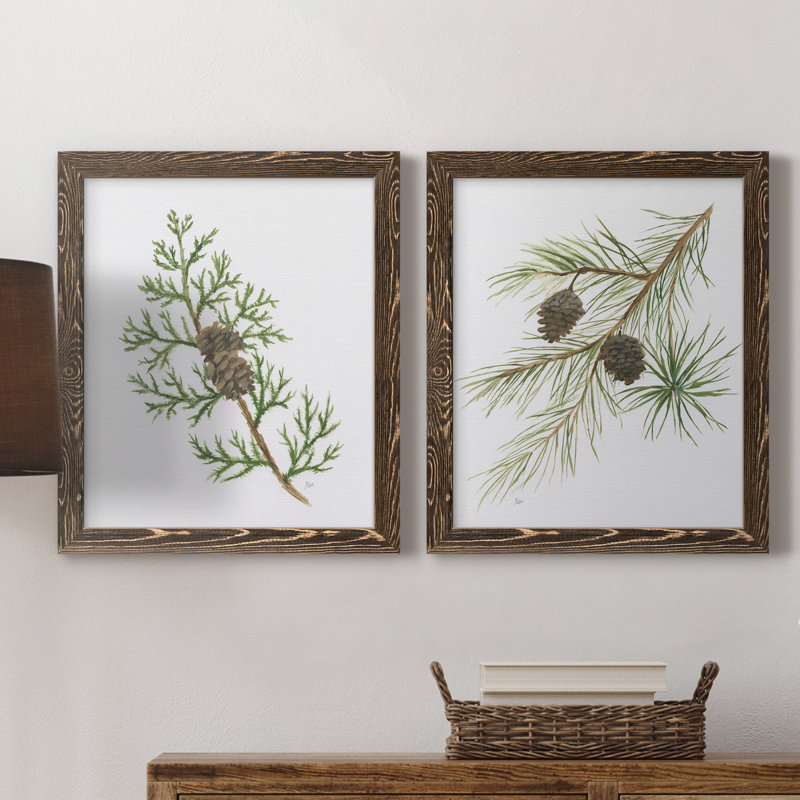 Winter Botanical III - ensemble de 2 reproductions d'art, H 20 po x l 17 po x P 1 po, Toile avec cadre en noyer, Pas de tapis