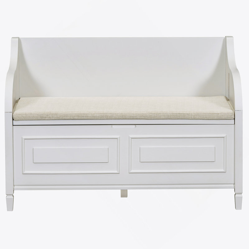 Rustic Multifunctional Storage Bench (White+Beige), White