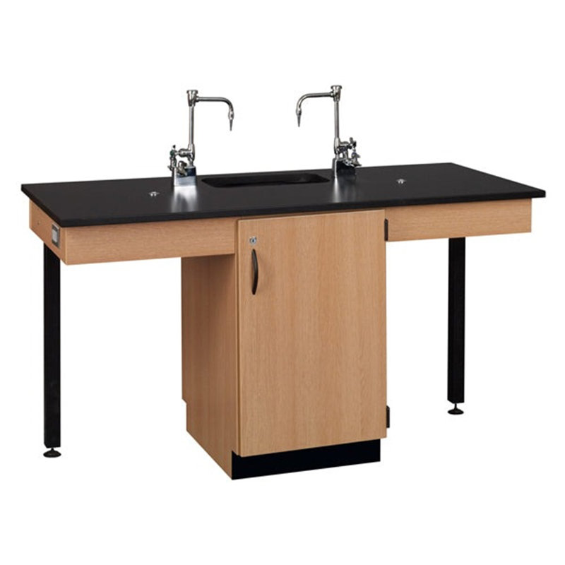 Table d'appoint à deux niveaux avec évier Phenolique, Gris tendance, Tigre du soir